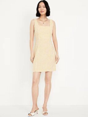 Old Navy Yellow Gingham Square-Neck Mini Dress